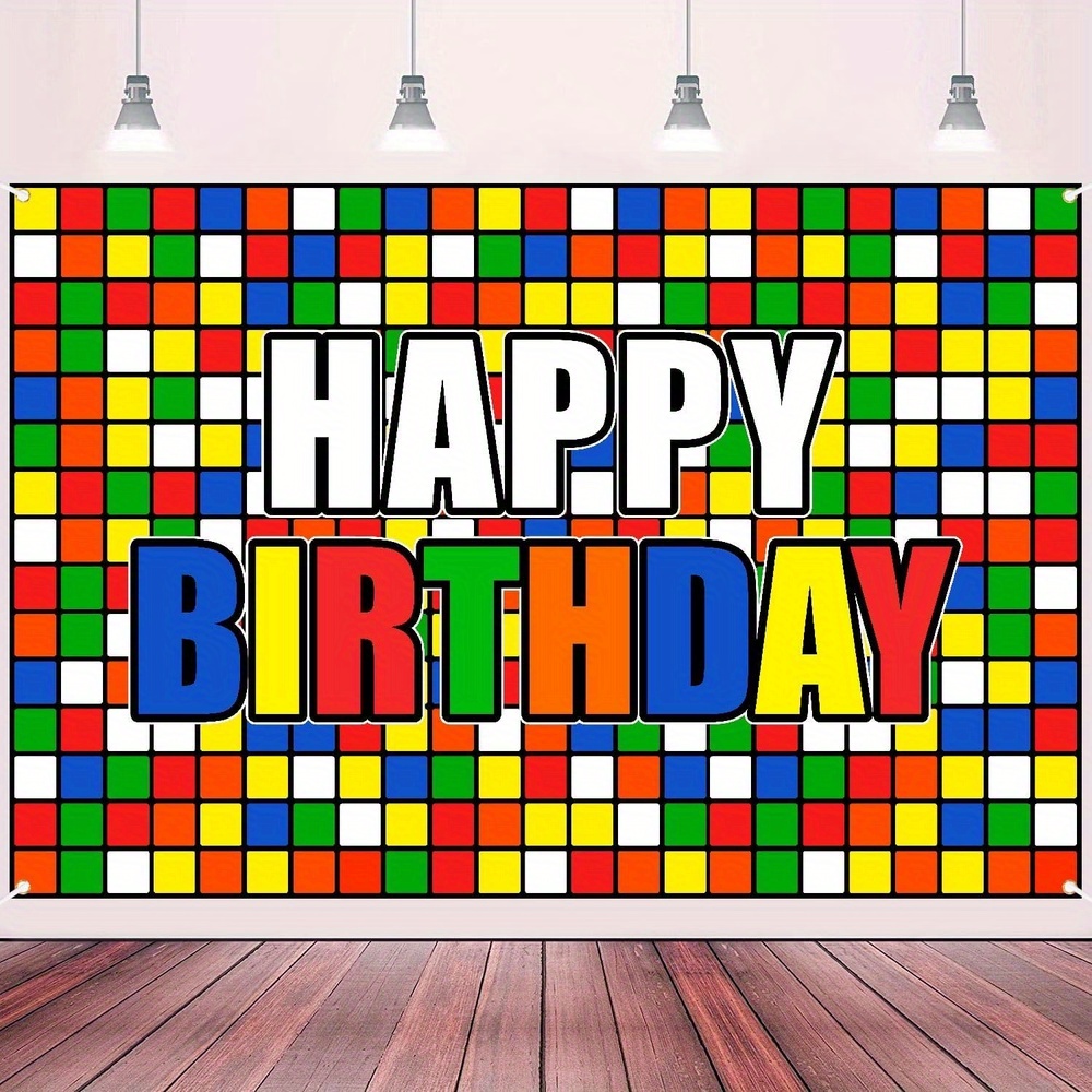 Party Games Gamecube - Colorful Cube Birthday Party Background Banner